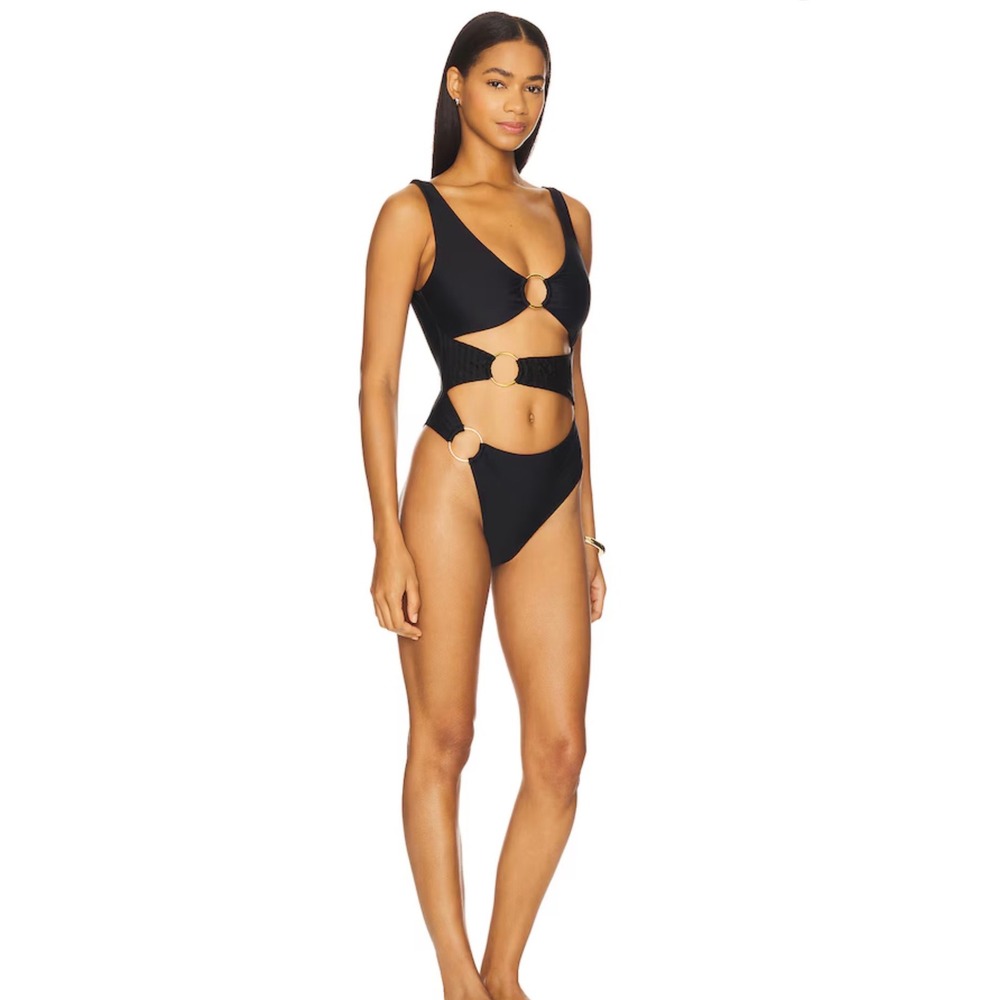 Lovewave Blondie One Piece Swimsuit Black Cutout O-Ring Monokini Small